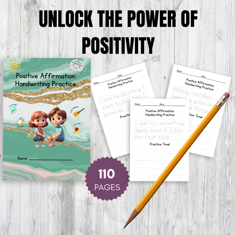 Positive Affirmation Handwriting Practice book