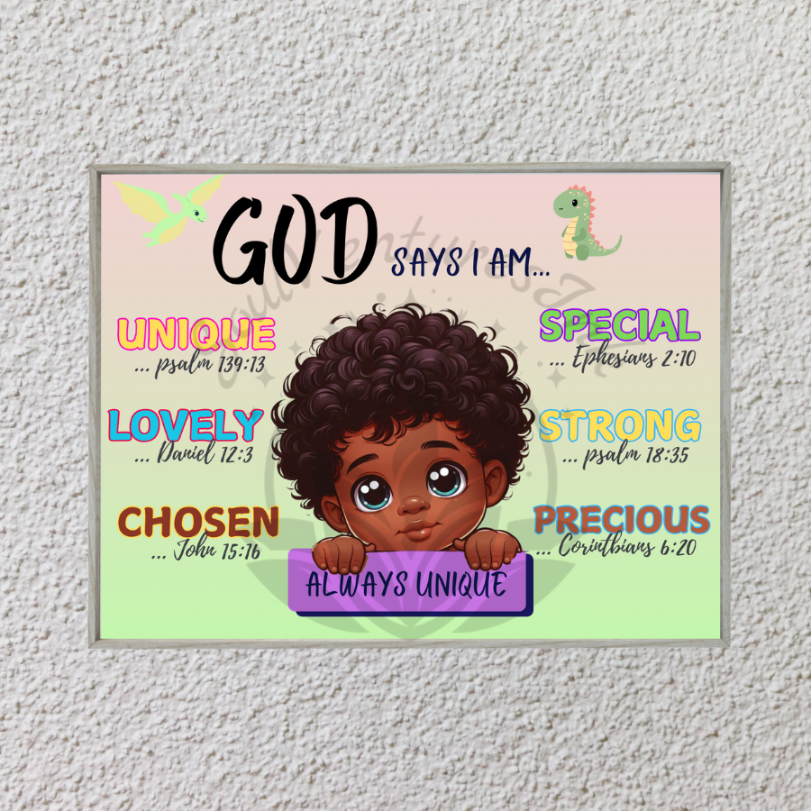 God Says I Am Positive Affirmations Bundle PNGs for Boys
