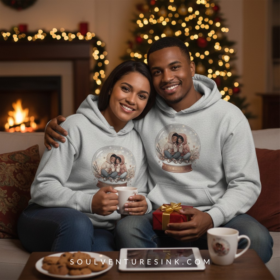Cozy Couple Christmas Snowglobe PNG
