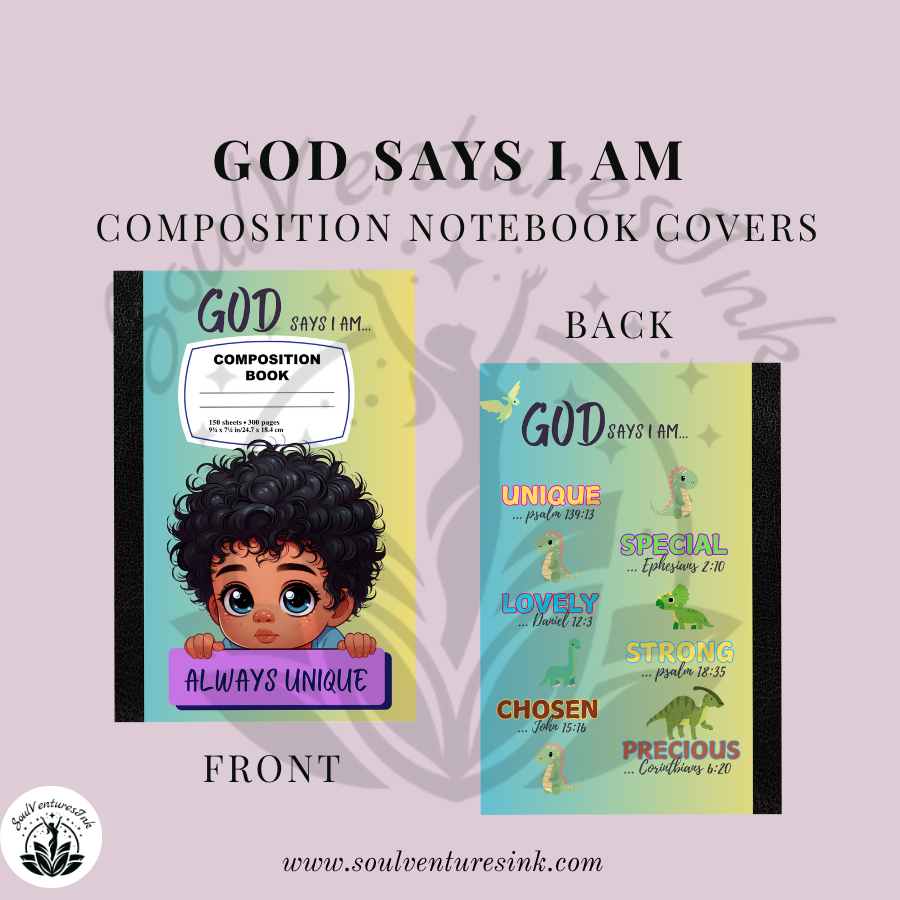 God Says I Am Composition Book Cover for Boys