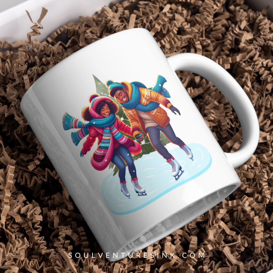 Ice Skating Couple Christmas PNG