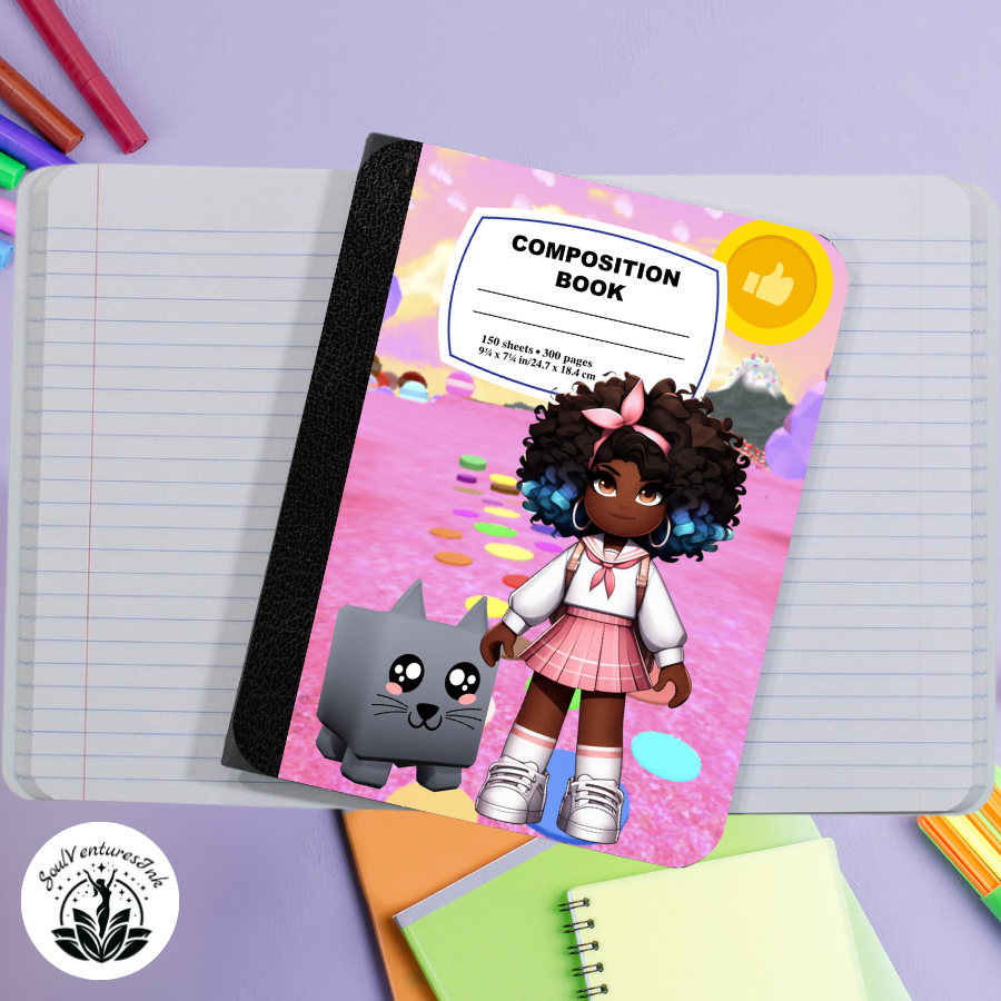 Ready to Print Roblox-themed Pink Composition Book Covers