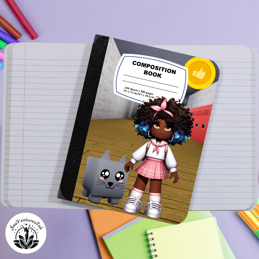 Ready to Print Roblox-themed Pink Composition Book Covers