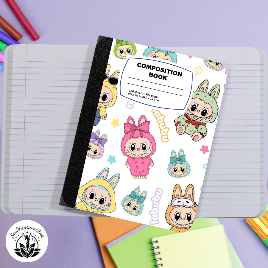 Editable Canva Template: Labubu-Themed Composition Notebook Covers 