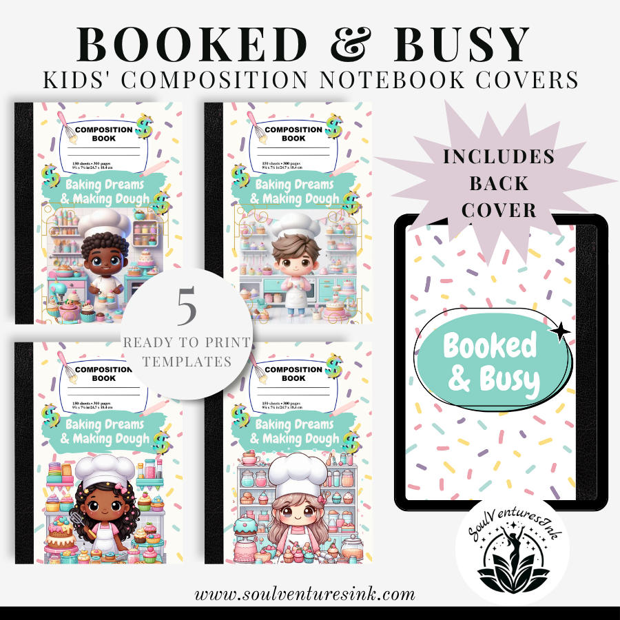 Ready to Print Booked & Busy Composition Book Covers