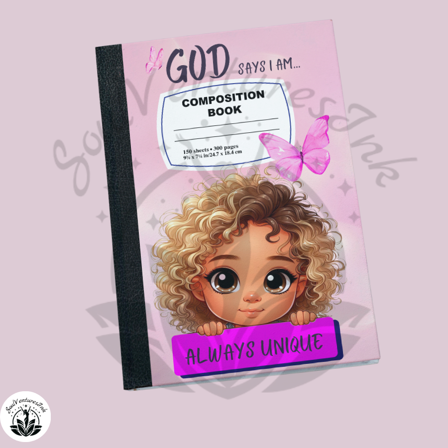 God Says I Am Composition Book Cover for girls