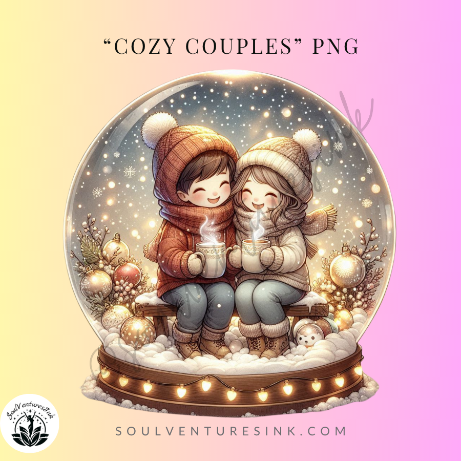 Cozy Couple Snowglobe Christmas PNG