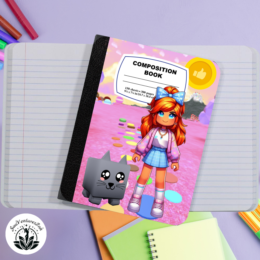 Ready to Print Roblox-themed Girl Composition Book Covers