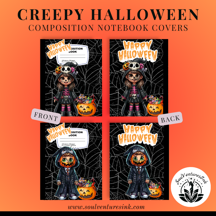 Creepy Halloween Printable Composition Book Covers