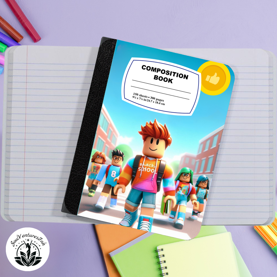 Editable Canva Template: Roblox-Themed Composition Notebook Covers 