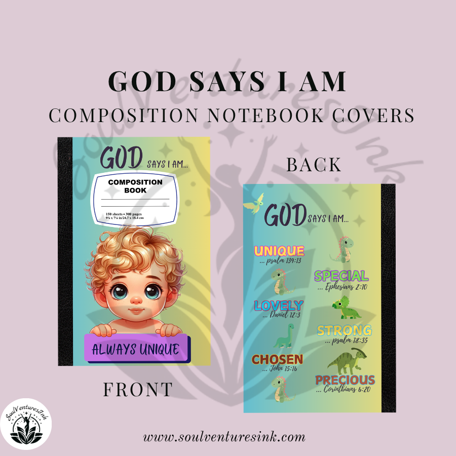 God Says I Am Composition Book Cover for Boys