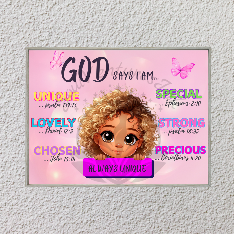 God Says I Am Positive Affirmations Bundle PNGs for Girls