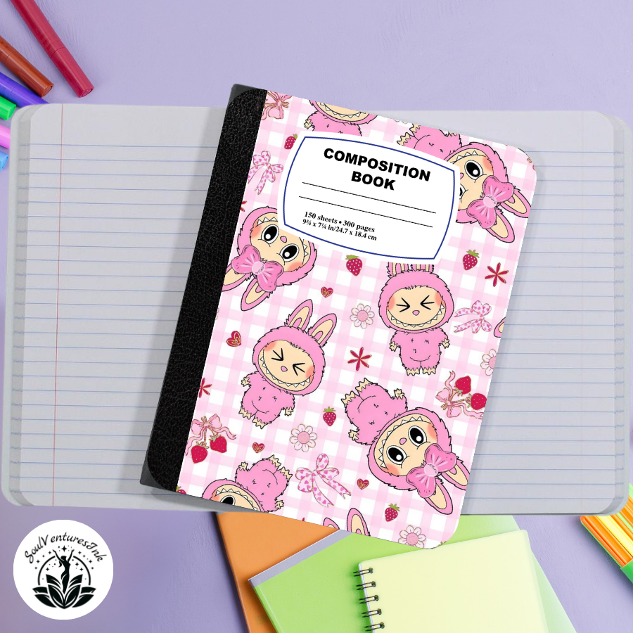 Editable Canva Template: Labubu-Themed Composition Notebook Covers 