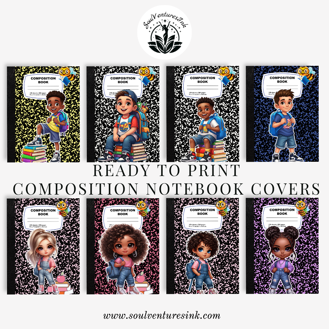 Ready to Print Back to School Composition Book Covers