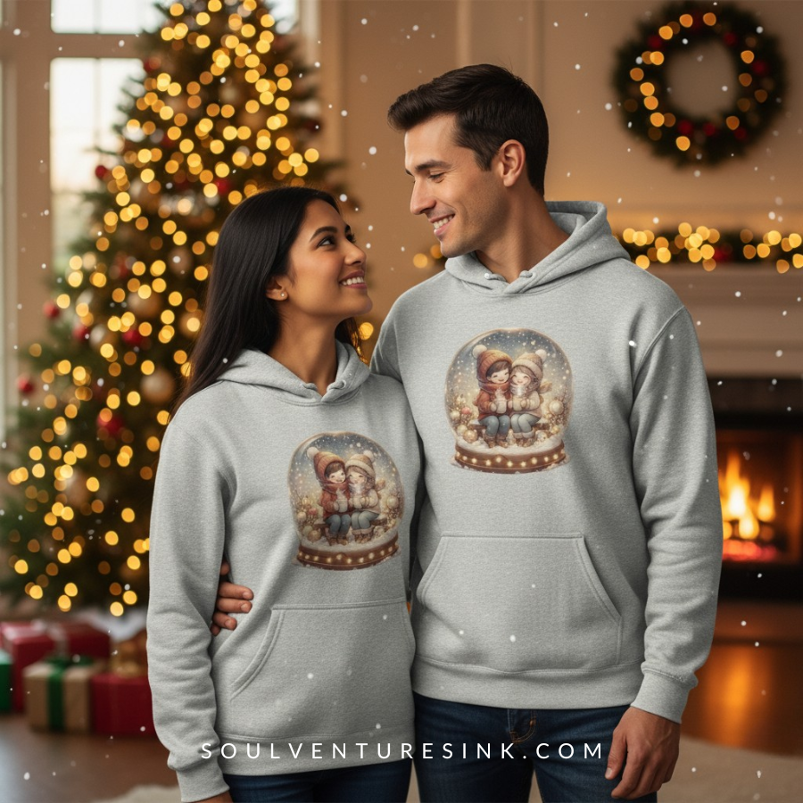 Cozy Couple Snowglobe Christmas PNG