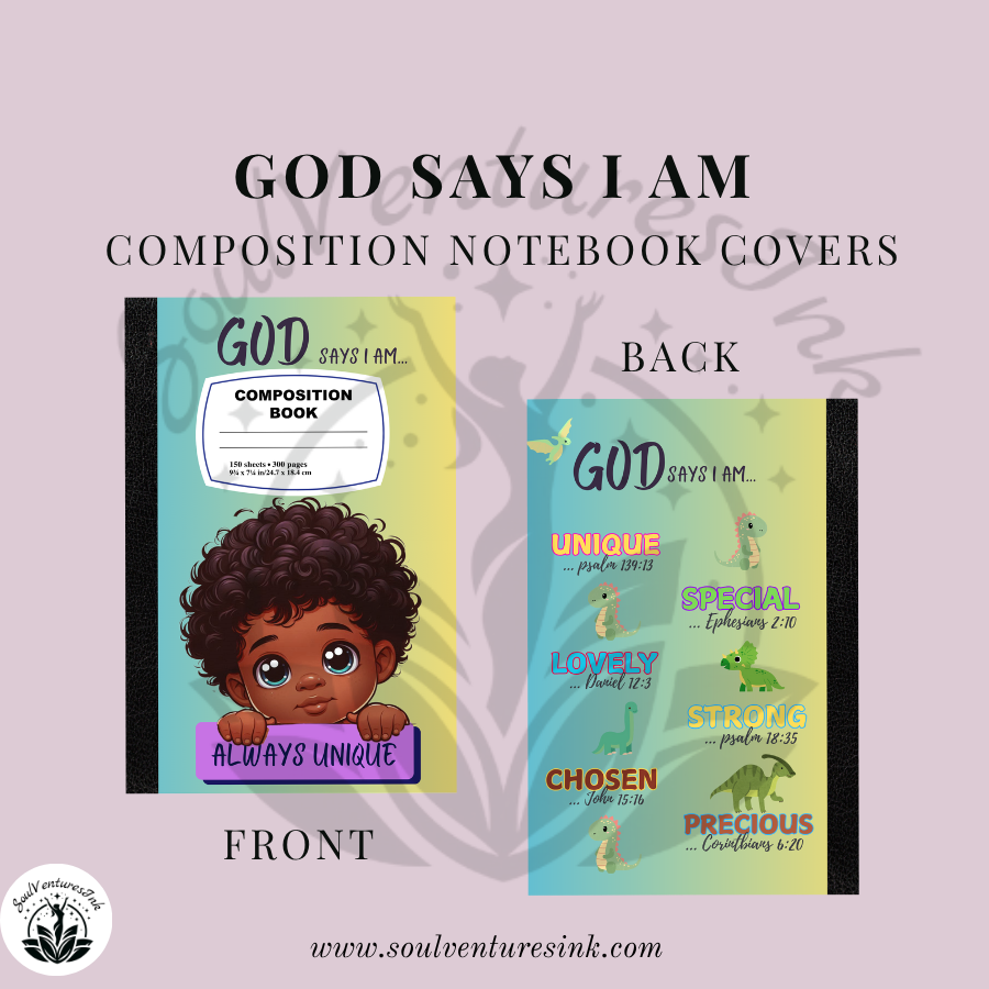 God Says I Am Composition Book Cover for Boys