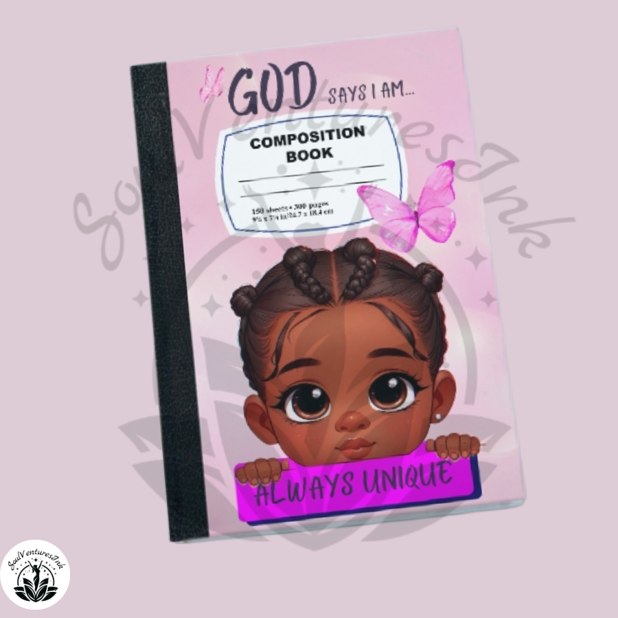 God Says I Am Composition Book Cover for girls