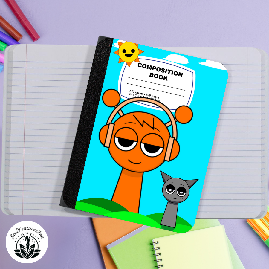 Editable Canva Template: Sprunki Themed Small Composition Notebook Covers 