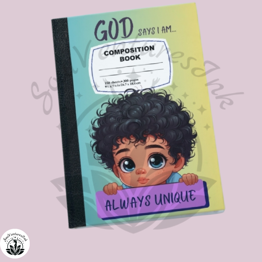 God Says I Am Composition Book Cover for Boys