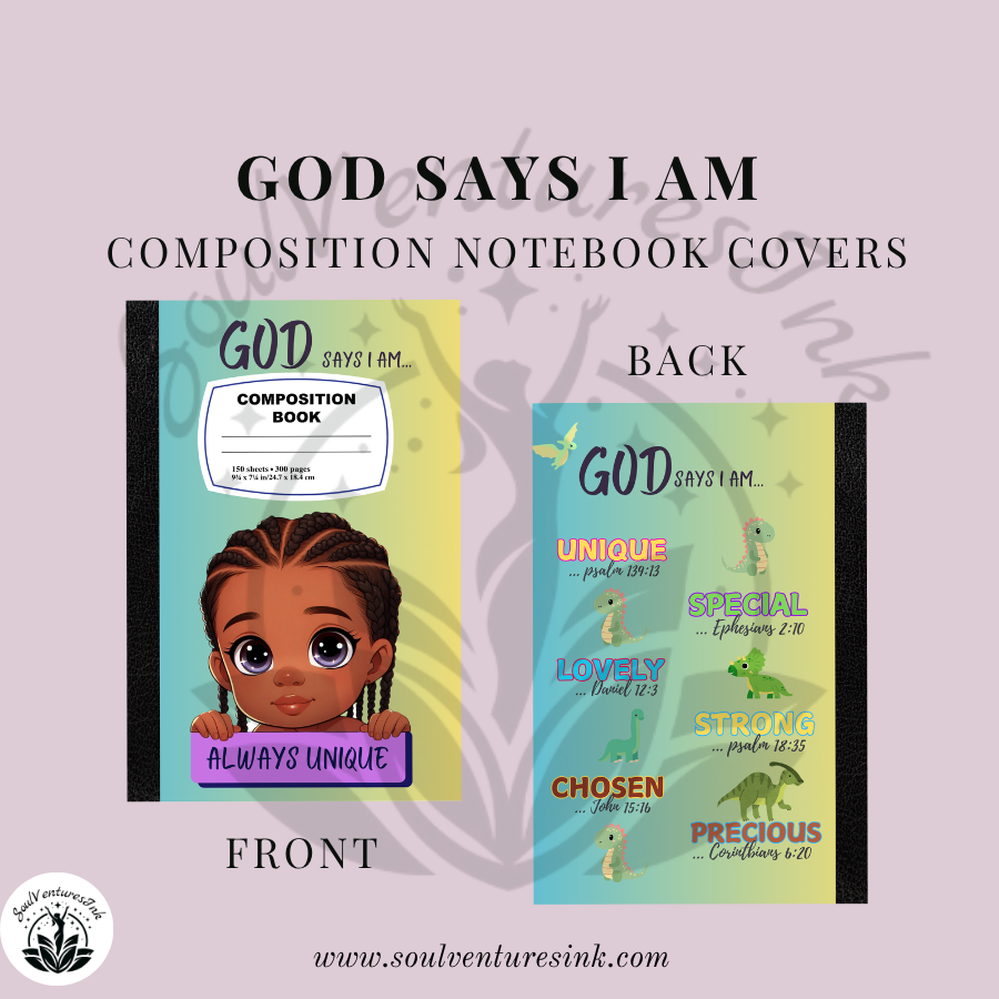 God Says I Am Composition Book Cover for Boys