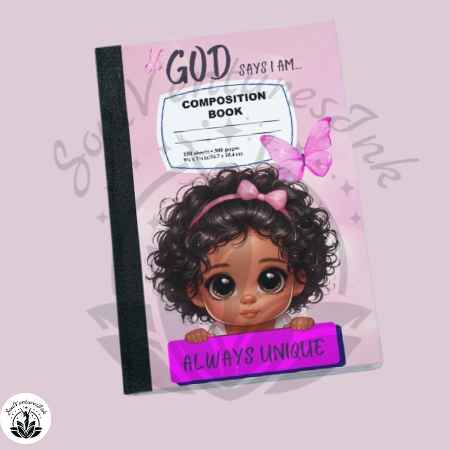 God Says I Am Composition Book Cover for girls