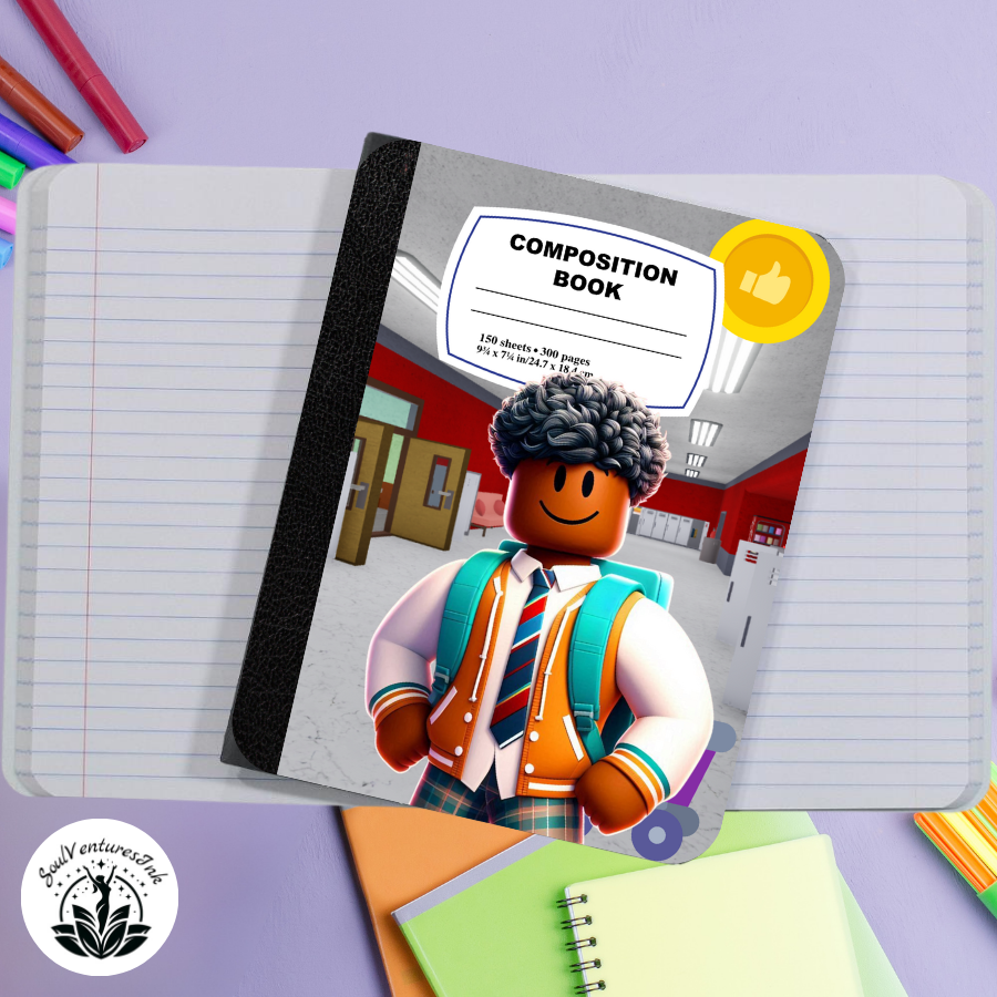 Ready to Print Roblox-themed Blue Composition Book Covers