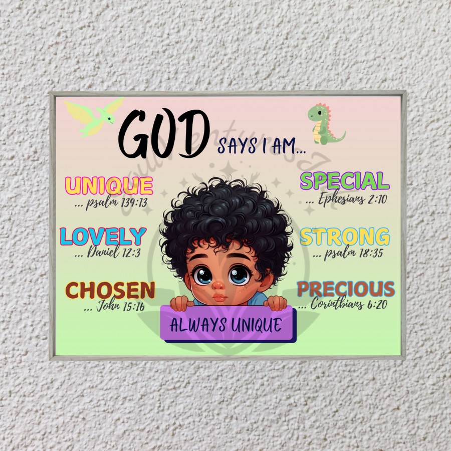 Editable Canva Template: God Says I Am Positive Affirmations for Kids 