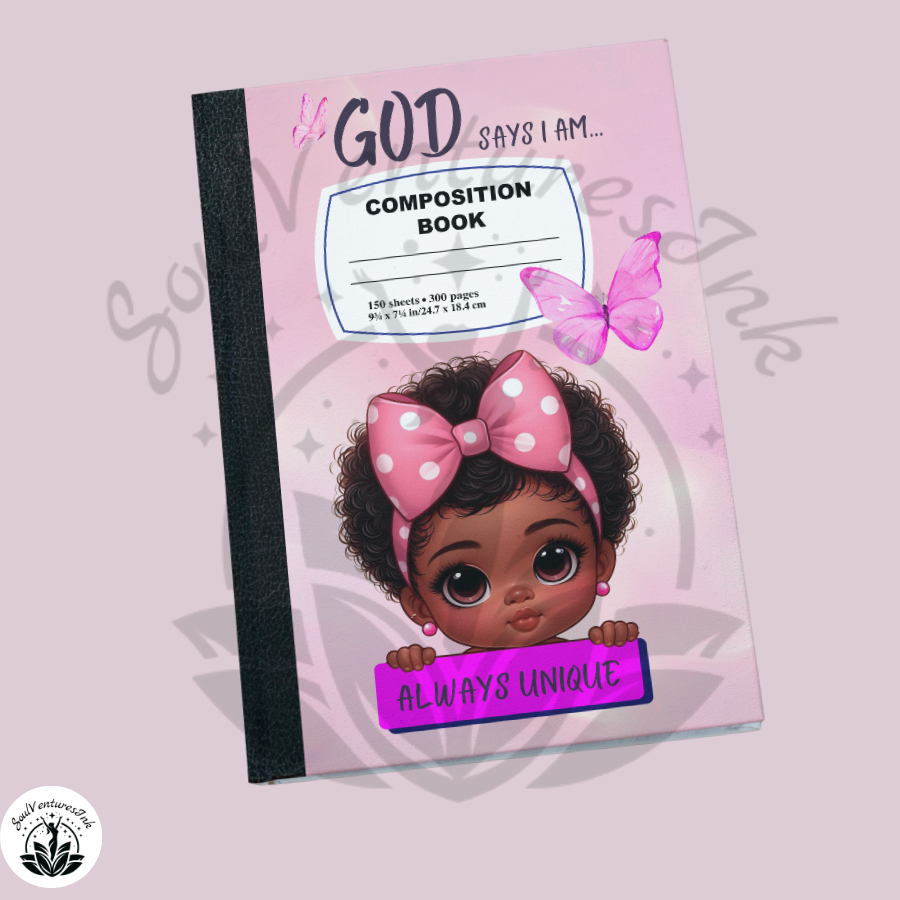 God Says I Am Composition Book Cover for girls