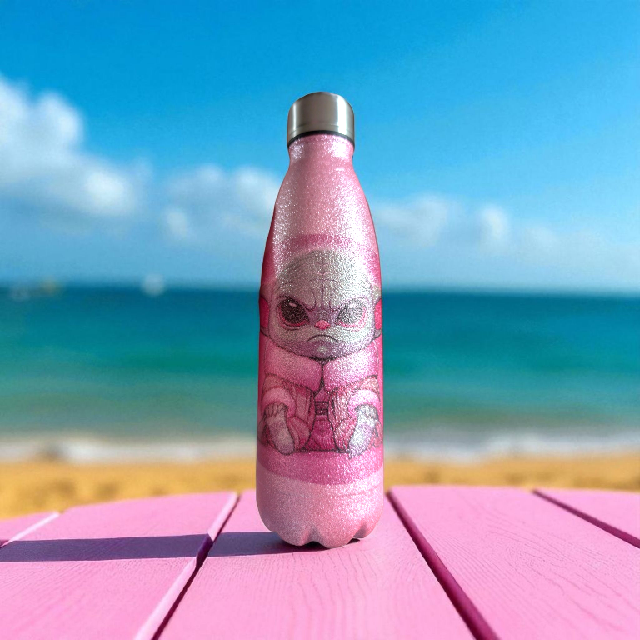 Gourde à paillettes isotherme 500 ml personnalisable – Rose, Bleu, Argent ou Doré ✨