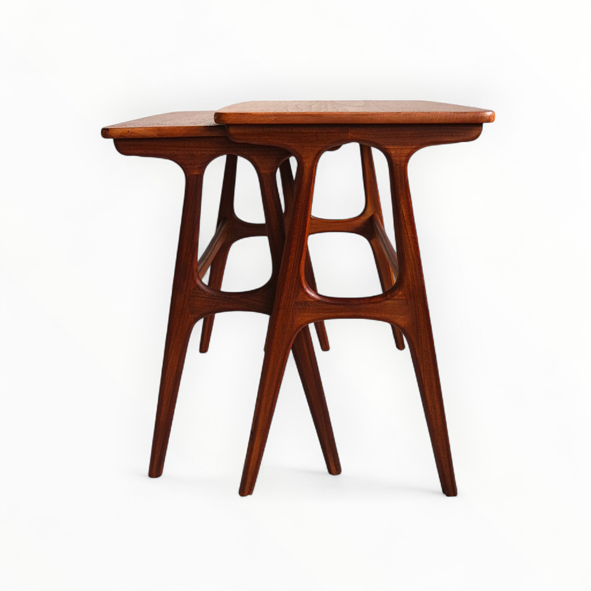 Rare Teak Nesting Tables by Erling Torvits for Heltborg Møbler, 1960s, Set of 2