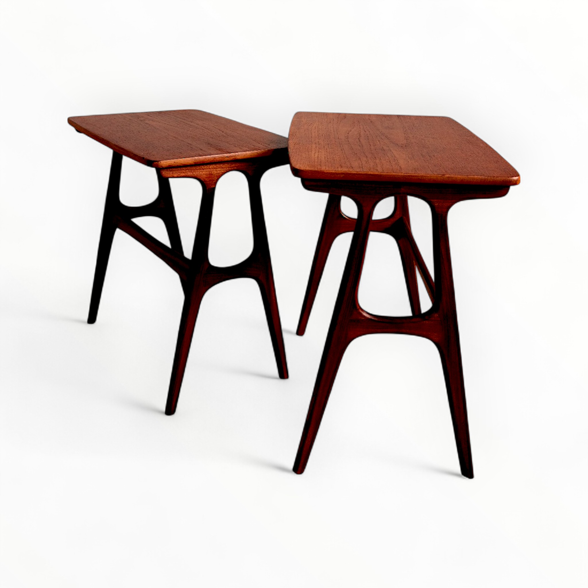 Rare Teak Nesting Tables by Erling Torvits for Heltborg Møbler, 1960s, Set of 2