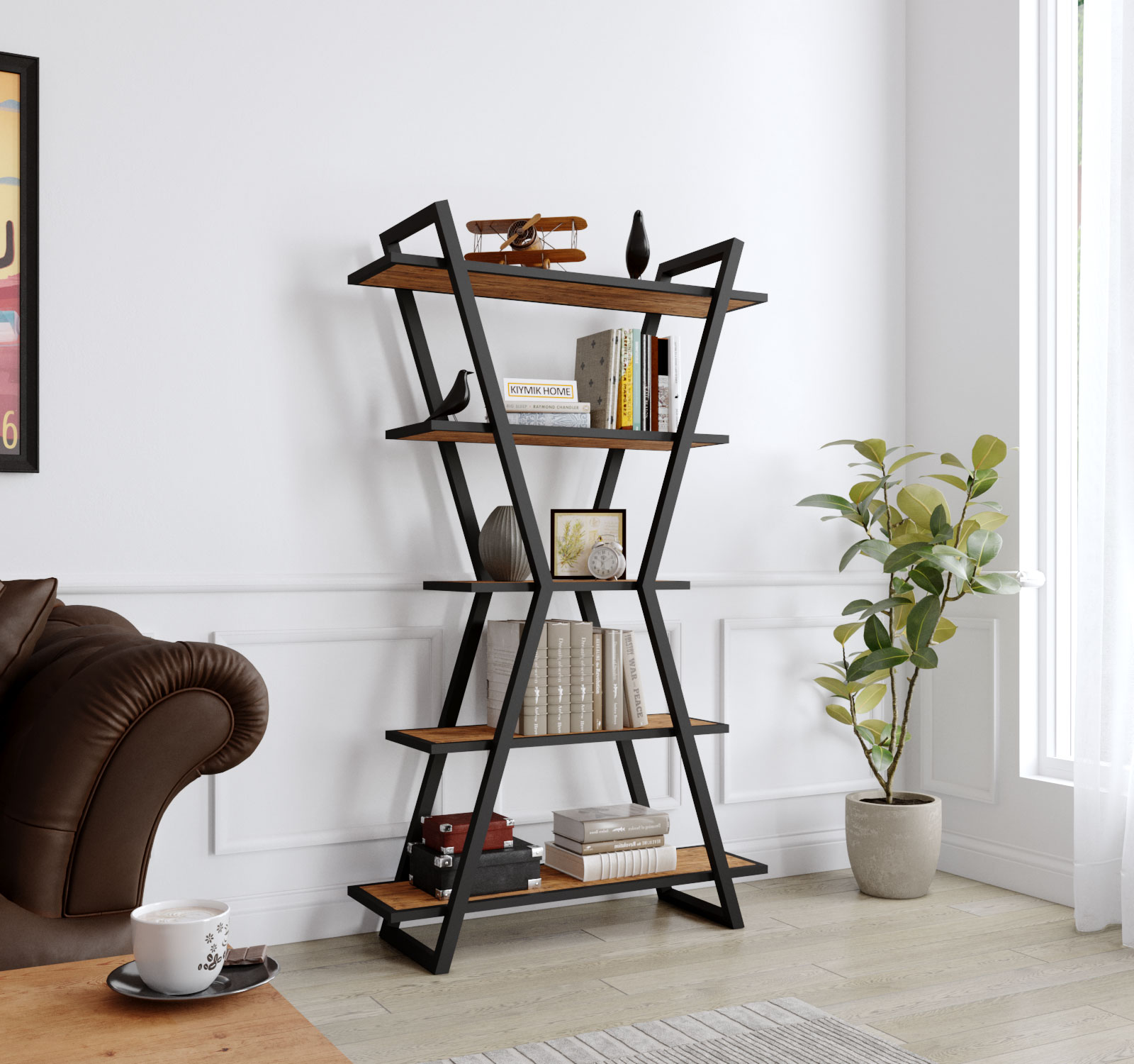Custom-Made Wooden Bookshelf