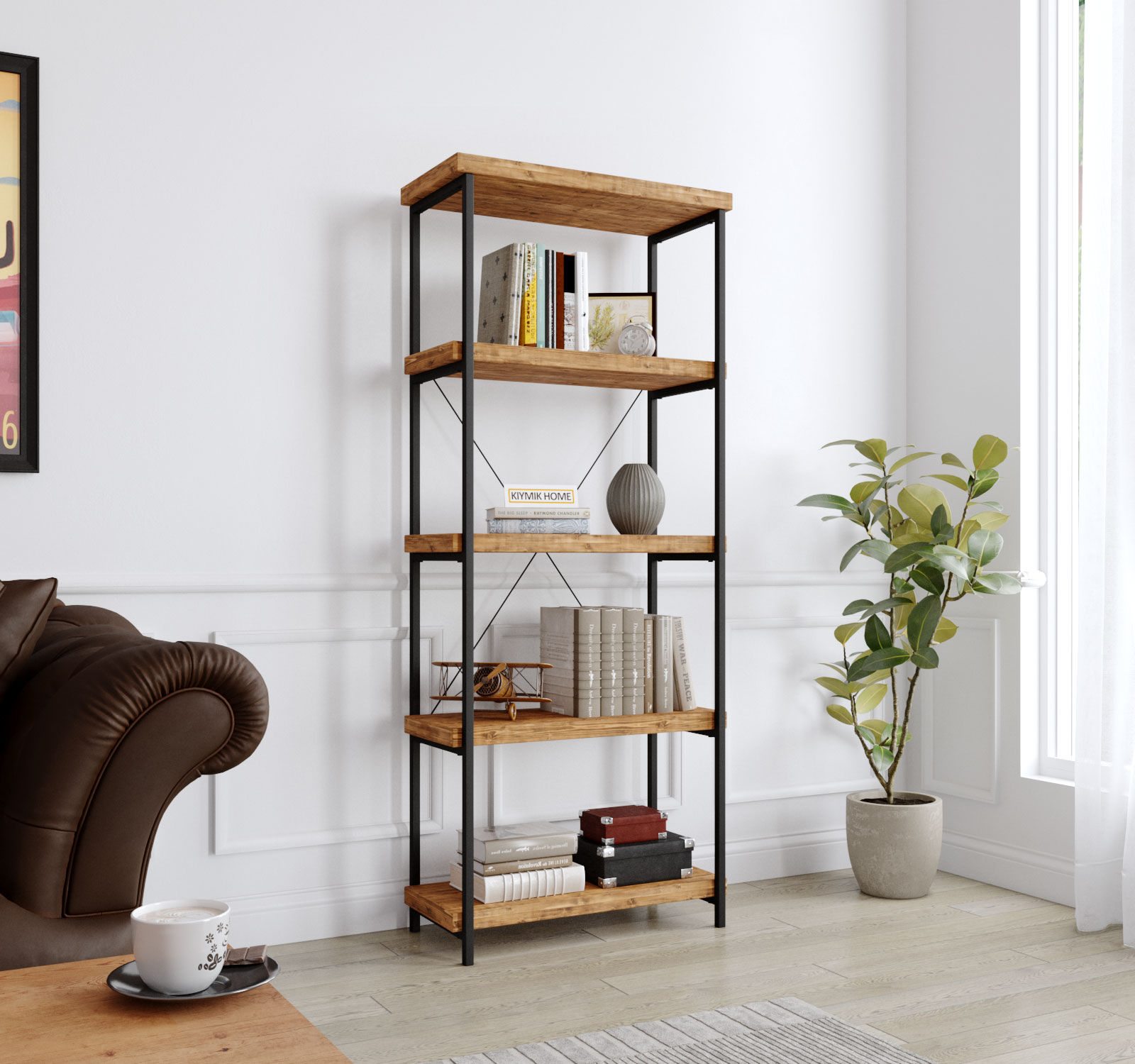 Custom-Made Wooden Bookshelf