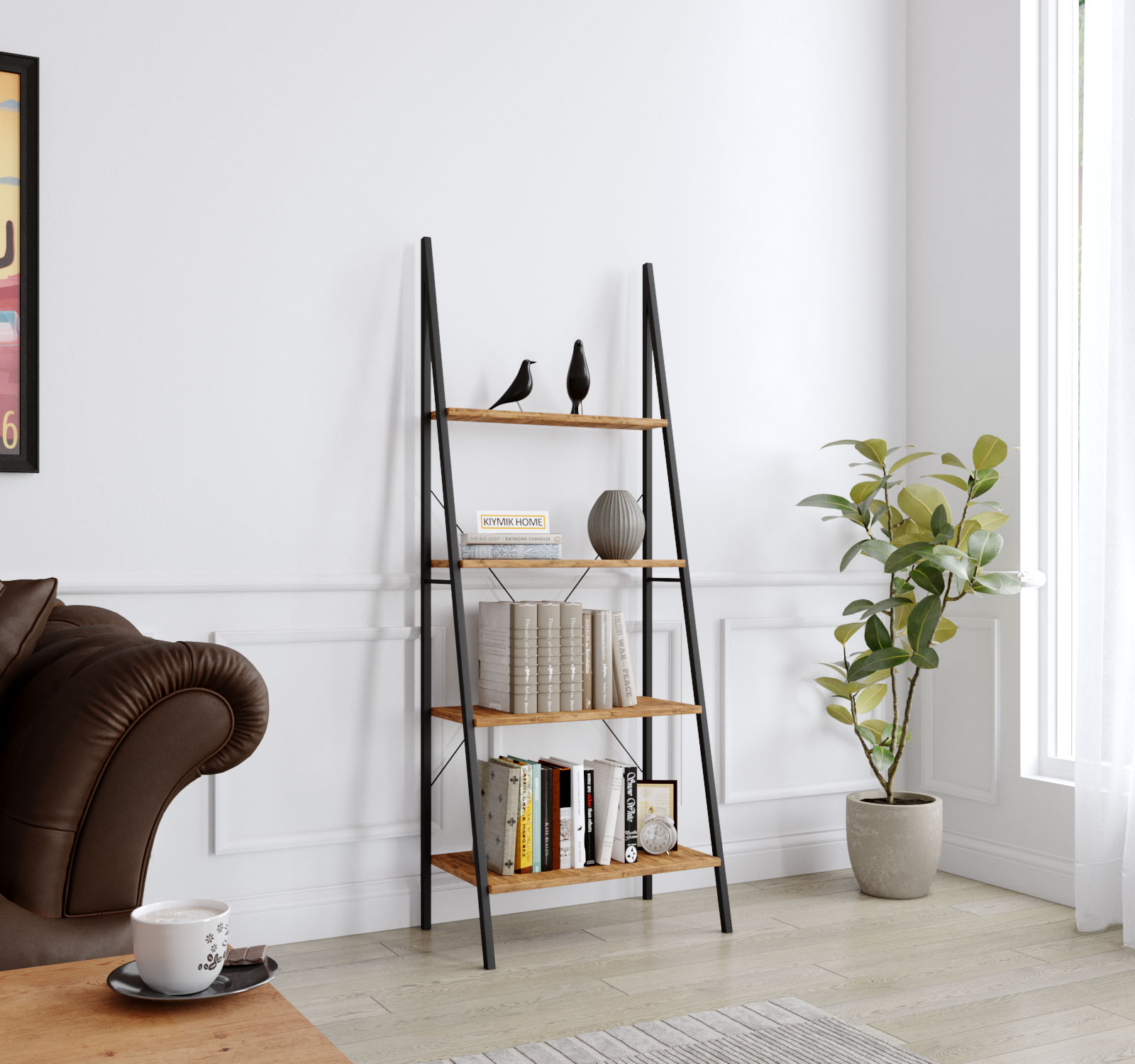Custom-Made Wooden Bookshelf