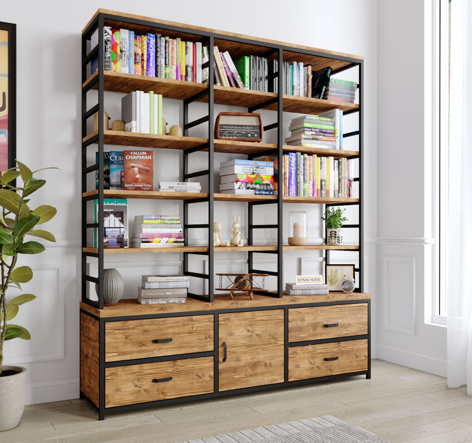 Custom-Made Wooden Bookshelf