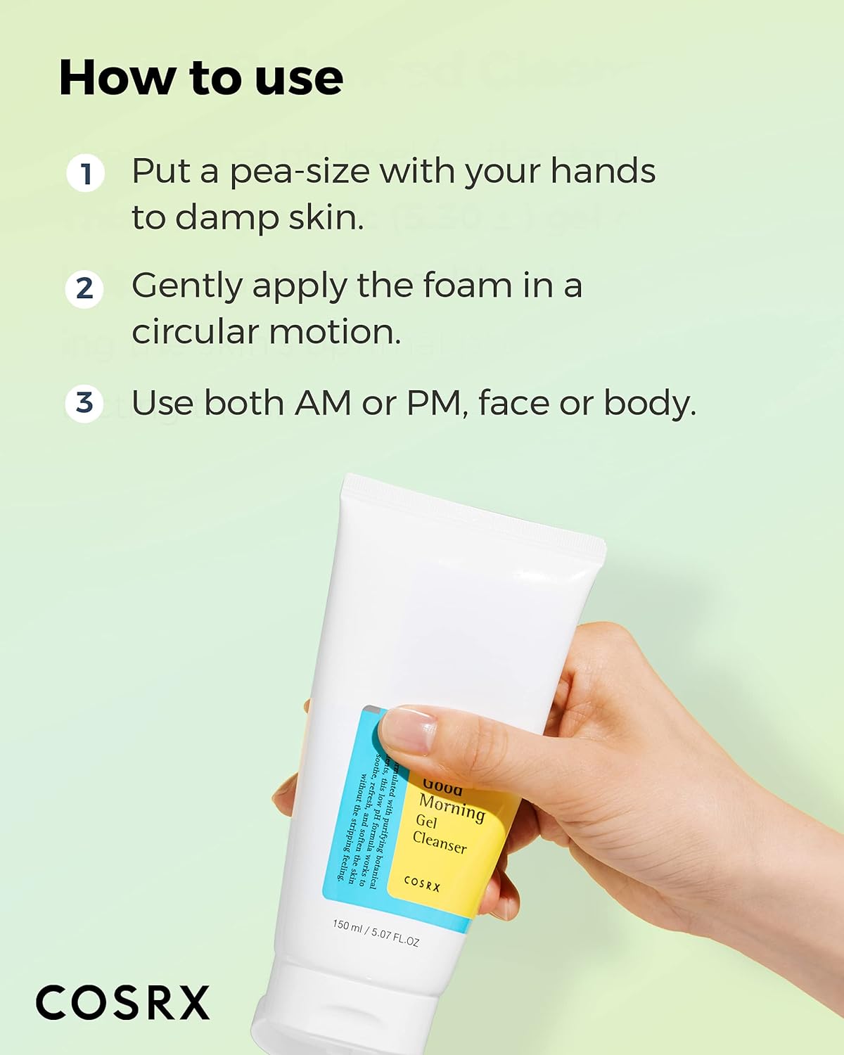 COSRX Low pH Good Morning Gel Cleanser 150ml | TSA Approved Travel Size Mild Face Cleanser | Korean Skin Care for Acne Prone Skin, PH Balancing, Anti Acne, Breakouts Treatment