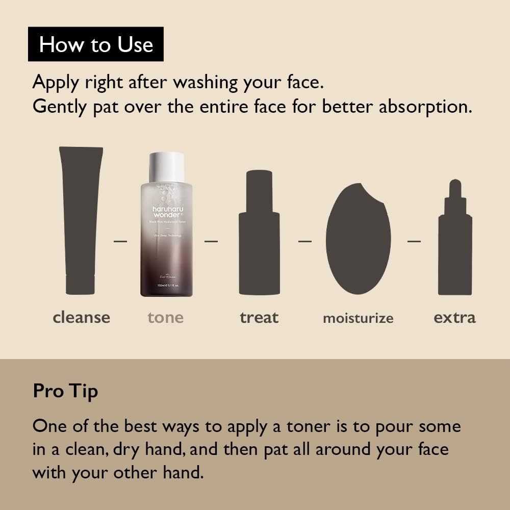 Haruharu Wonder Black Rice Hyaluronic Toner 5.1 fl.oz / 150ml | Face Moisturizer, Facial Toner for All Skin Types | Vegan, Cruelty Free, EWG-Green