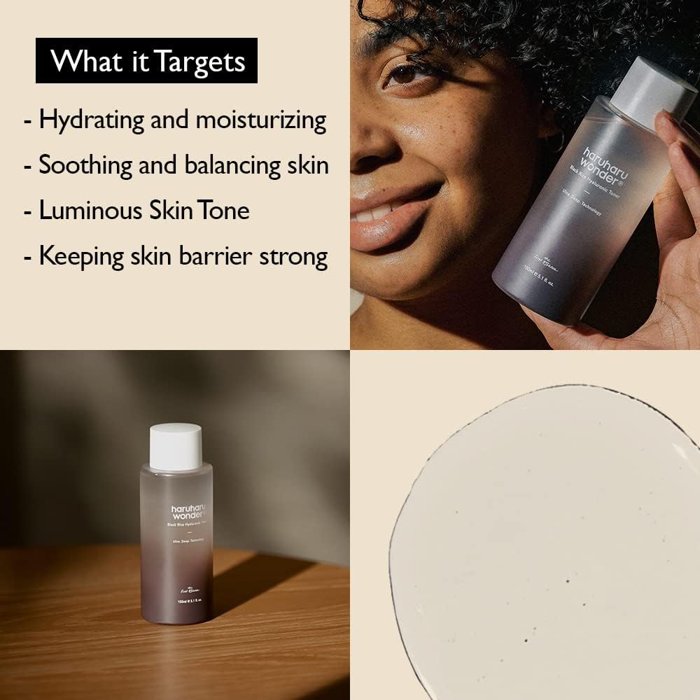Haruharu Wonder Black Rice Hyaluronic Toner 5.1 fl.oz / 150ml | Face Moisturizer, Facial Toner for All Skin Types | Vegan, Cruelty Free, EWG-Green