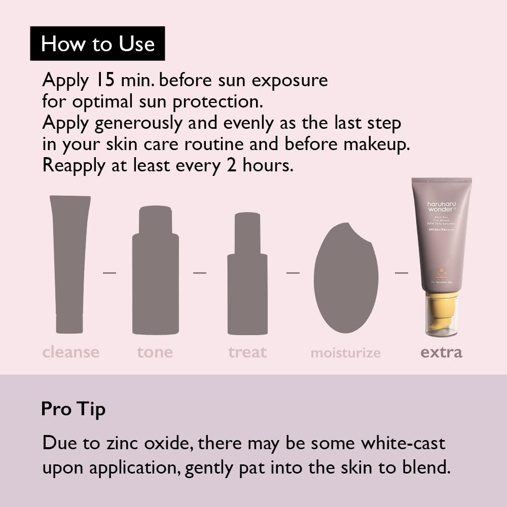 Haruharu Wonder Black Rice Pure Mineral Relief Daily Sunscreen 50ml (1.69fl.oz), Reef Safe Formula, For All Skin Types Including Sensitive Skin