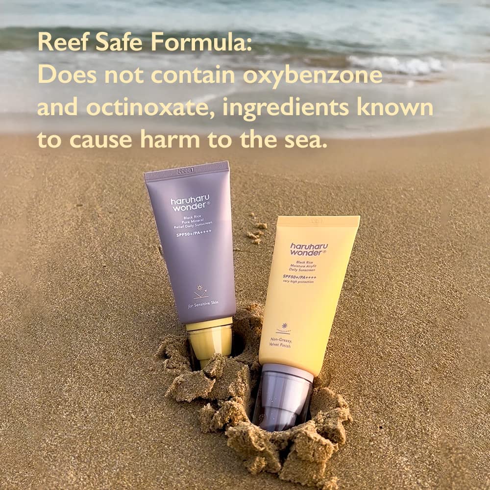 Haruharu Wonder Black Rice Pure Mineral Relief Daily Sunscreen 50ml (1.69fl.oz), Reef Safe Formula, For All Skin Types Including Sensitive Skin