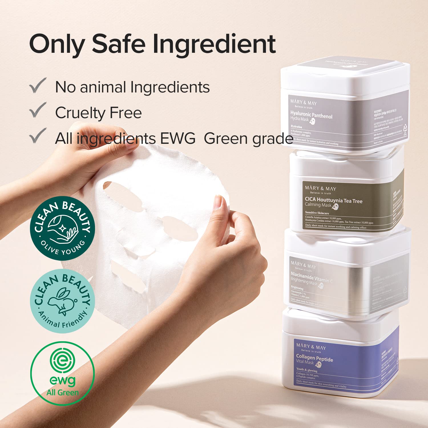 Mary&May Collagen Peptide Vital Mask 30ea |Quick dispenser type 30 sheet, Lifting, Firming & Plumping, Wrinkle Care, Korean Facial Mask, marynmay, Valentine Day Gift