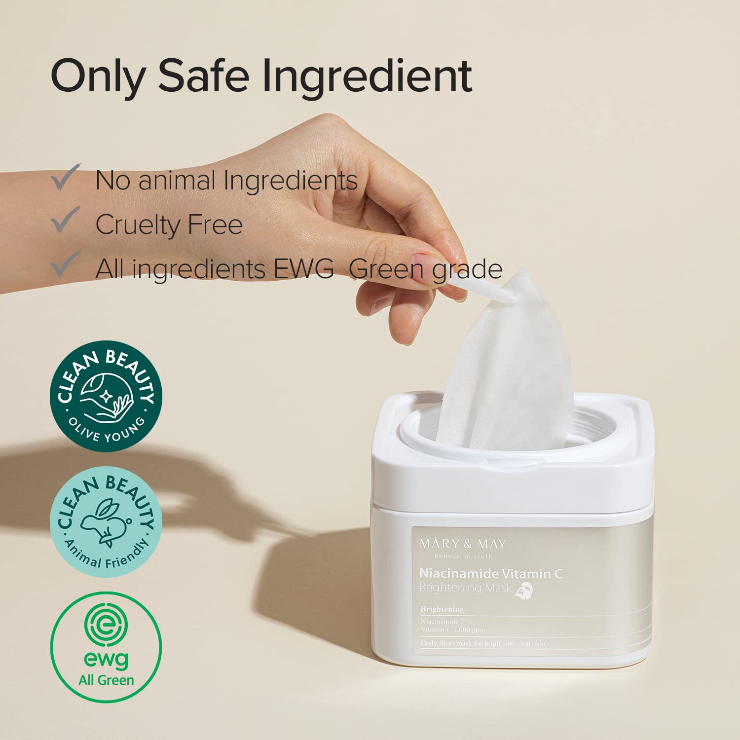 Mary&May Niacinamide Vitamin C Brightening Mask 30ea | Quick dispenser type 30 sheet, Brightening & Tone up, VitaminC, Korean Facial Mask, marynmay