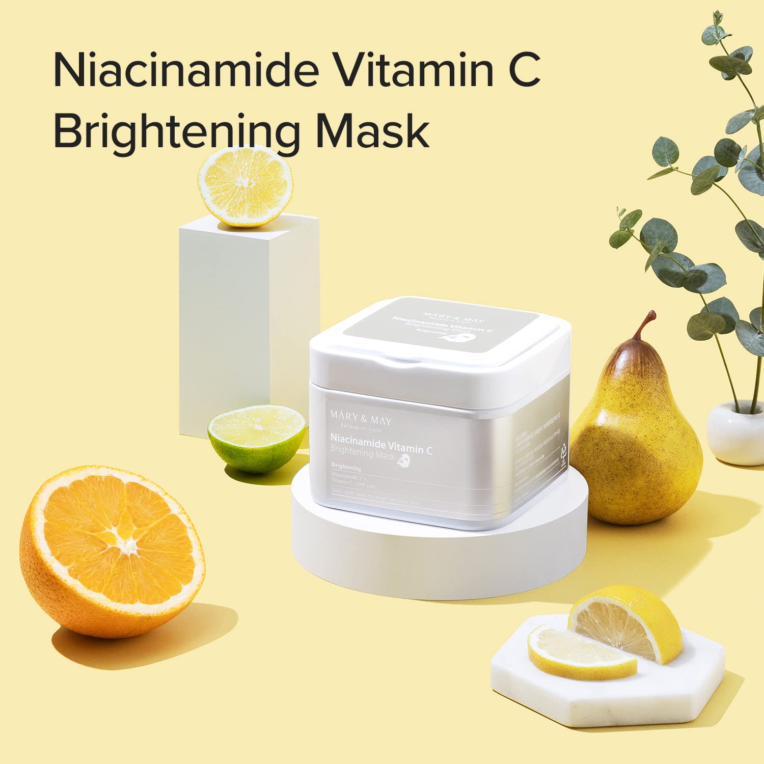 Mary&May Niacinamide Vitamin C Brightening Mask 30ea | Quick dispenser type 30 sheet, Brightening & Tone up, VitaminC, Korean Facial Mask, marynmay