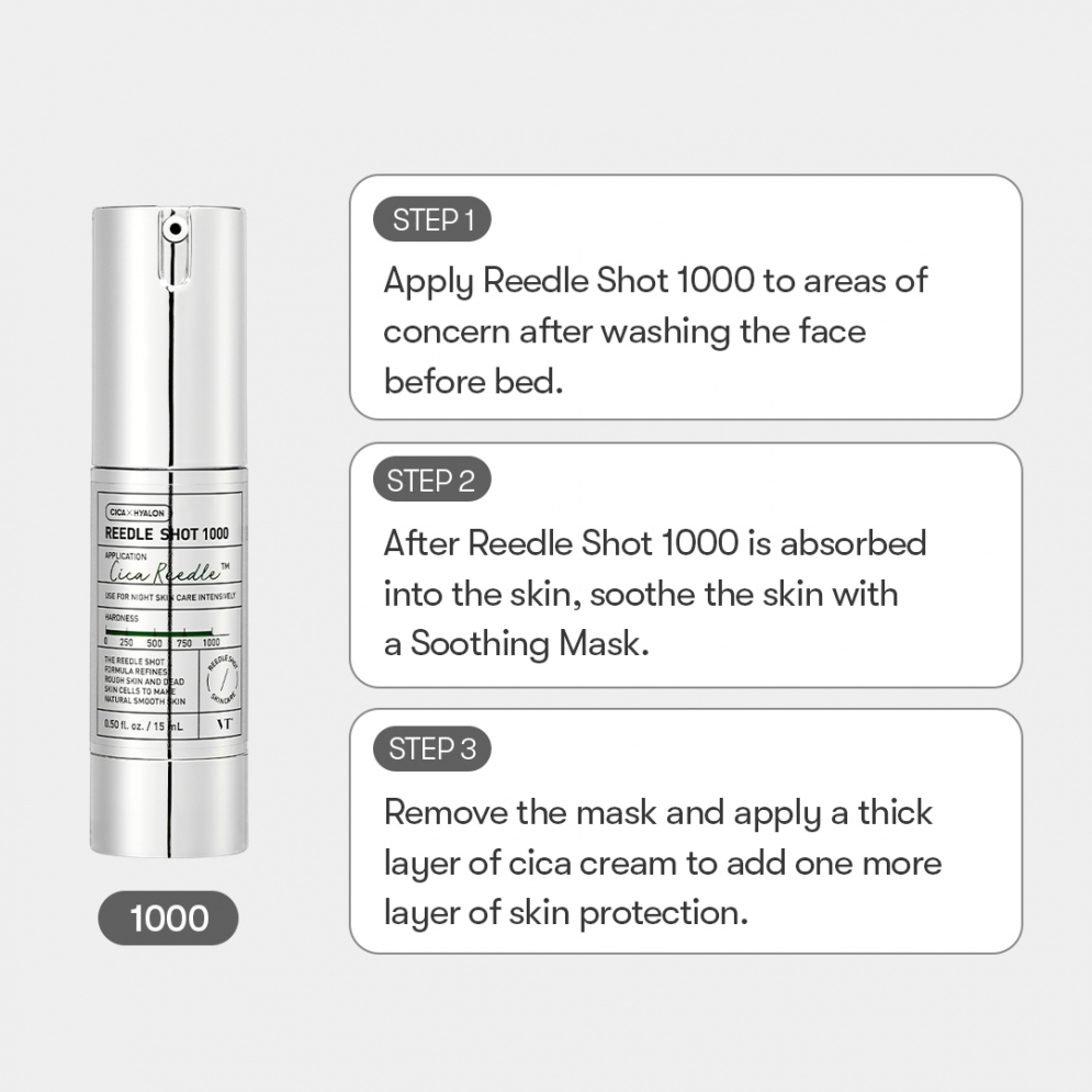 VT COSMETICS CICA Reedle Shot 100, Spicule Microneedling Serum for Pore Care & Exfoliation, Exosome & Centella Asiatica for Glass Skin, Smooth Skin Texture, Korean Skin Booster (1.69 Fl Oz / 50ml)