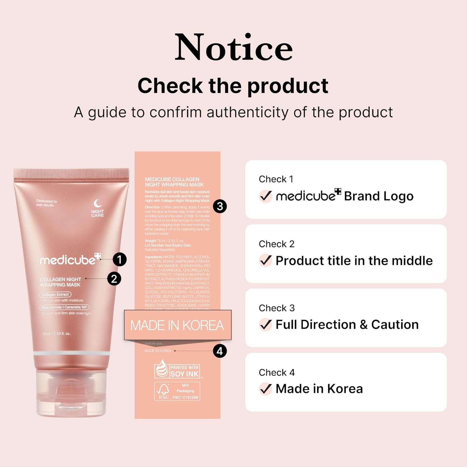 Medicube Collagen Overnight Wrapping Peel Off Facial Mask Pack - Elasticity & Hydration Care, Reduces Sagging & Dullness - Hydrolyzed Collagen For Glowing Skin - Korean Skin Care, 75 ML