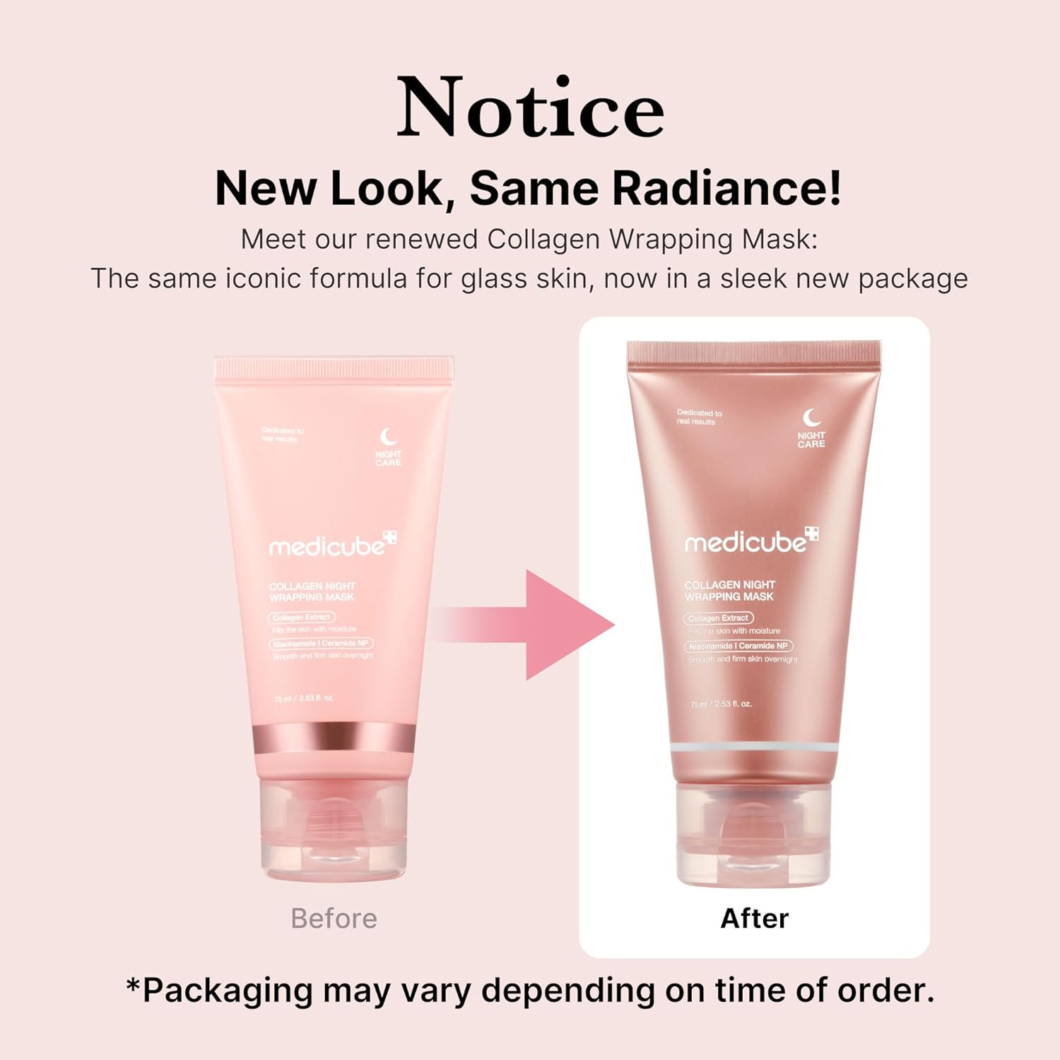 Medicube Collagen Overnight Wrapping Peel Off Facial Mask Pack - Elasticity & Hydration Care, Reduces Sagging & Dullness - Hydrolyzed Collagen For Glowing Skin - Korean Skin Care, 75 ML