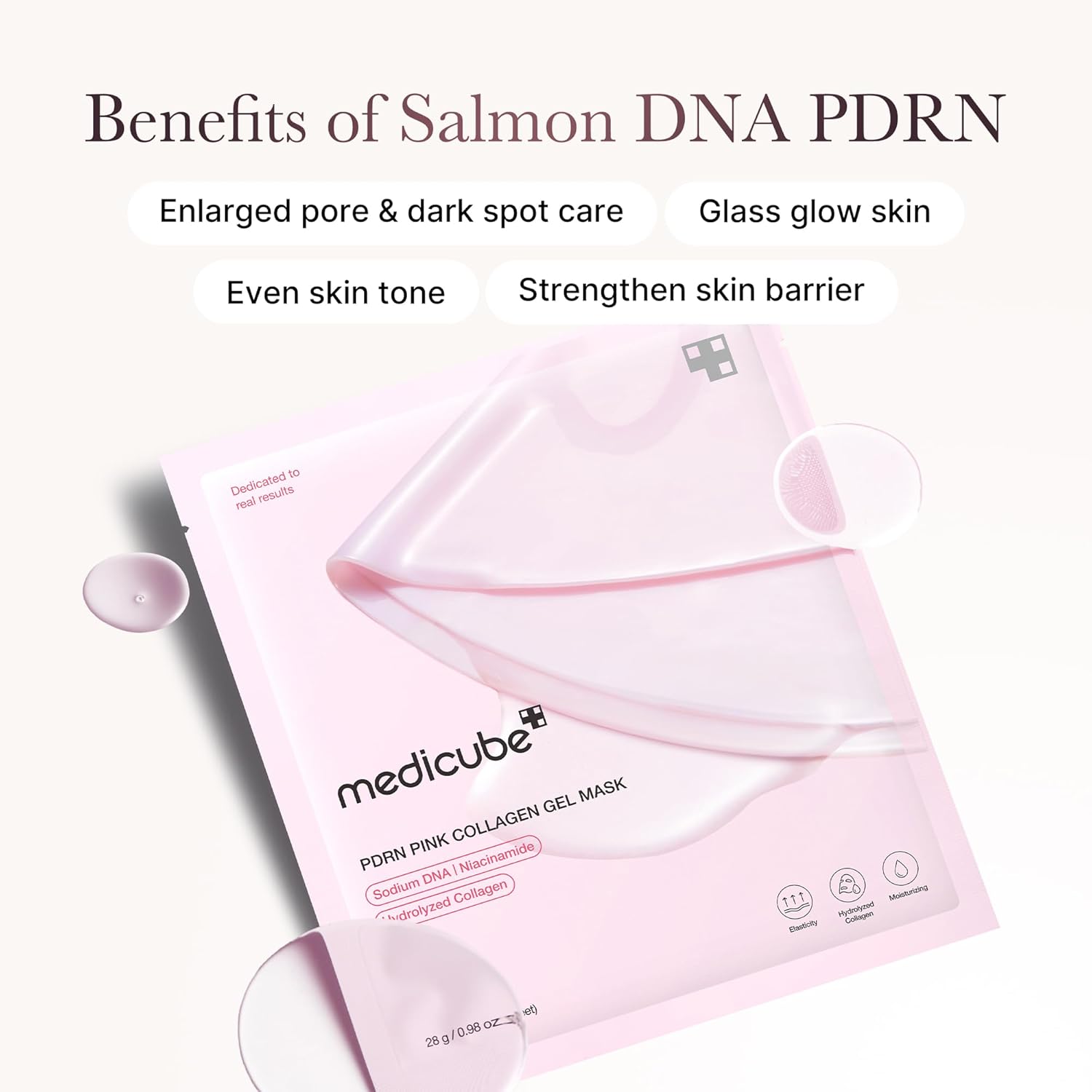 Medicube Salmon DNA PDRN pink collagen jelly gel mask | overnight face mask for glass glow skin- elasticity, hydrating, firming and moisturizing | korean skincare, 28g, 1 ea