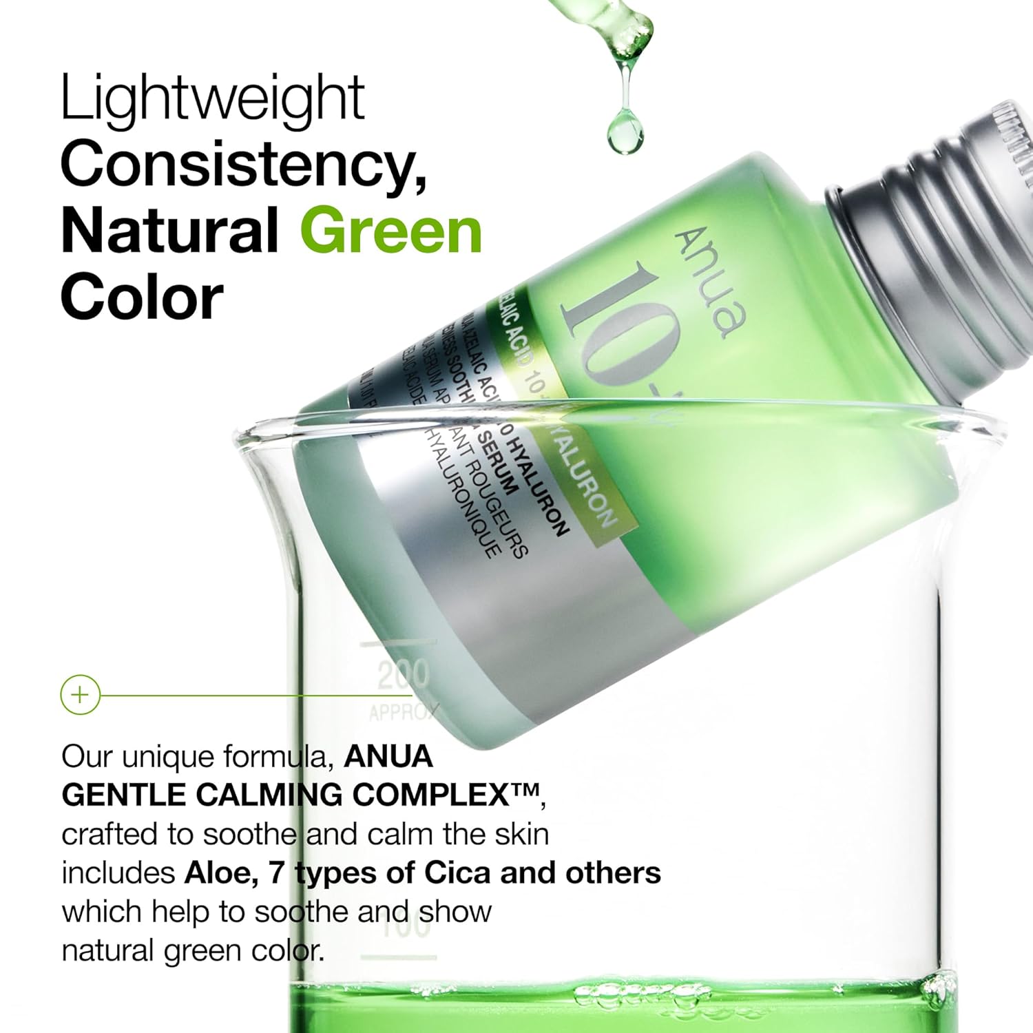 Anua Azelaic Acid 10 Hyaluron Redness Soothing Serum, Facial Serum for Sensitive skin, Hyaluronic Acid, Niacinamide, Spot Care, Natural Color, Vegan, Korean Skincare 30ml