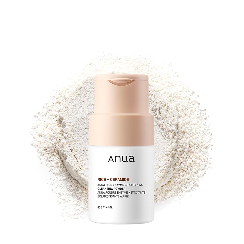 ANUA RICE ENZYME BRIGHTENING CLEANSING POWDER, Rice Mask, Ceramide, Gentle Face Wash for Brightening, Radiant Skin, Facial Cleanser for Dry Skin, Korean Skincare, Fragrance Free, 40g