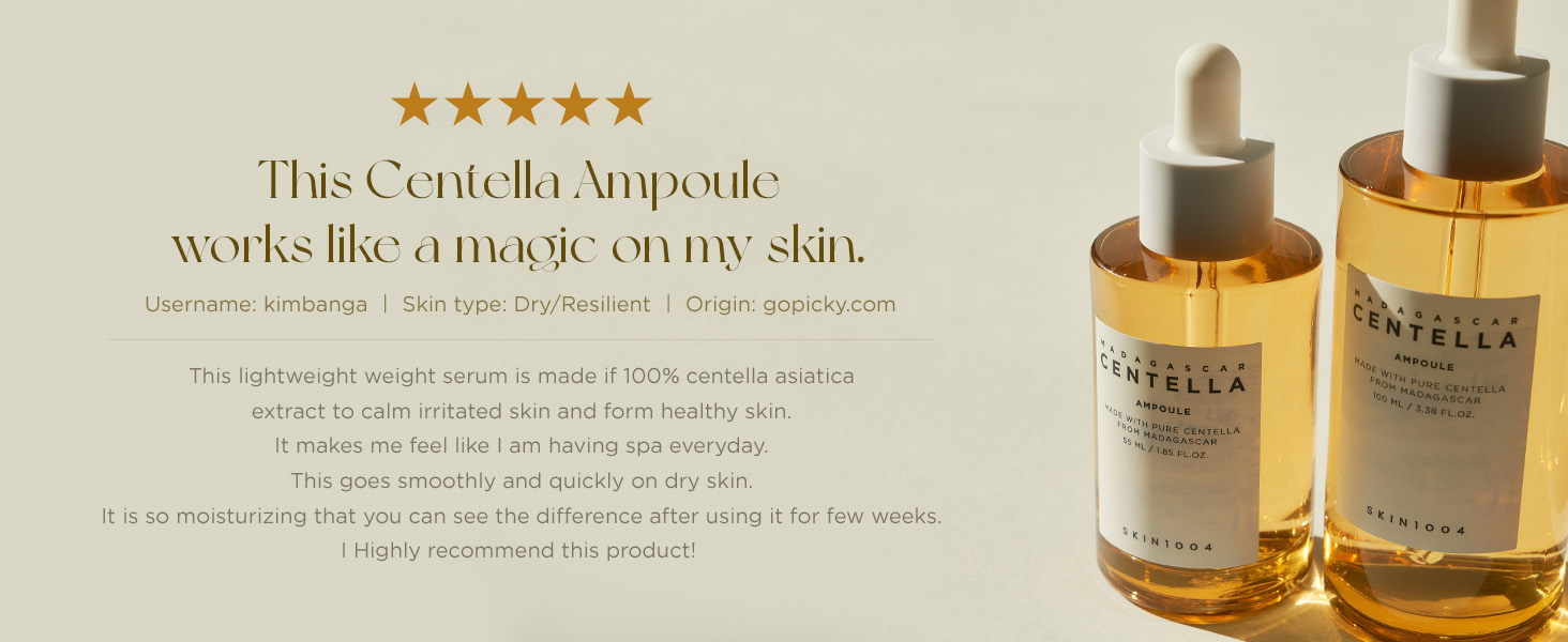 SKIN1004 Madagascar Centella Asiatica Ampoule Facial Serum 1.01 fl.oz(30ml) | 100% Centella Asiatica Extract for Soothing Sensitive and Acne-prone Skin
